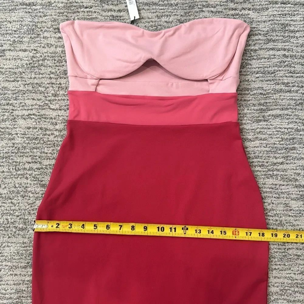 NWT Susana Monaco Colorblock Cutouts Tube Midi Dress Rosemary Large Revolve - Picture 9 of 13